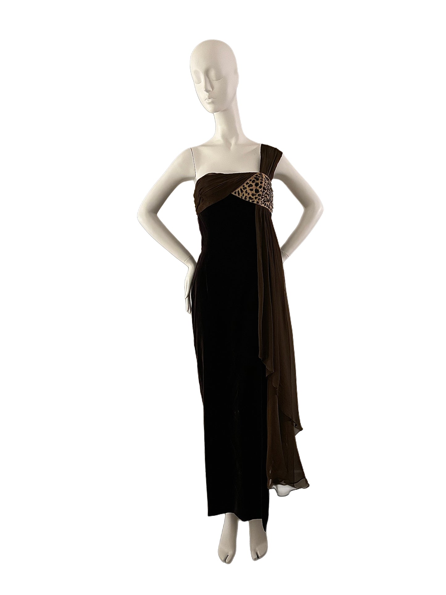 vintage escada couture silk maxi dress gown