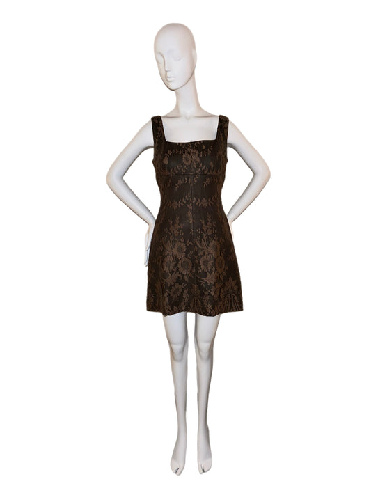 Gianni Versace leather lace dress