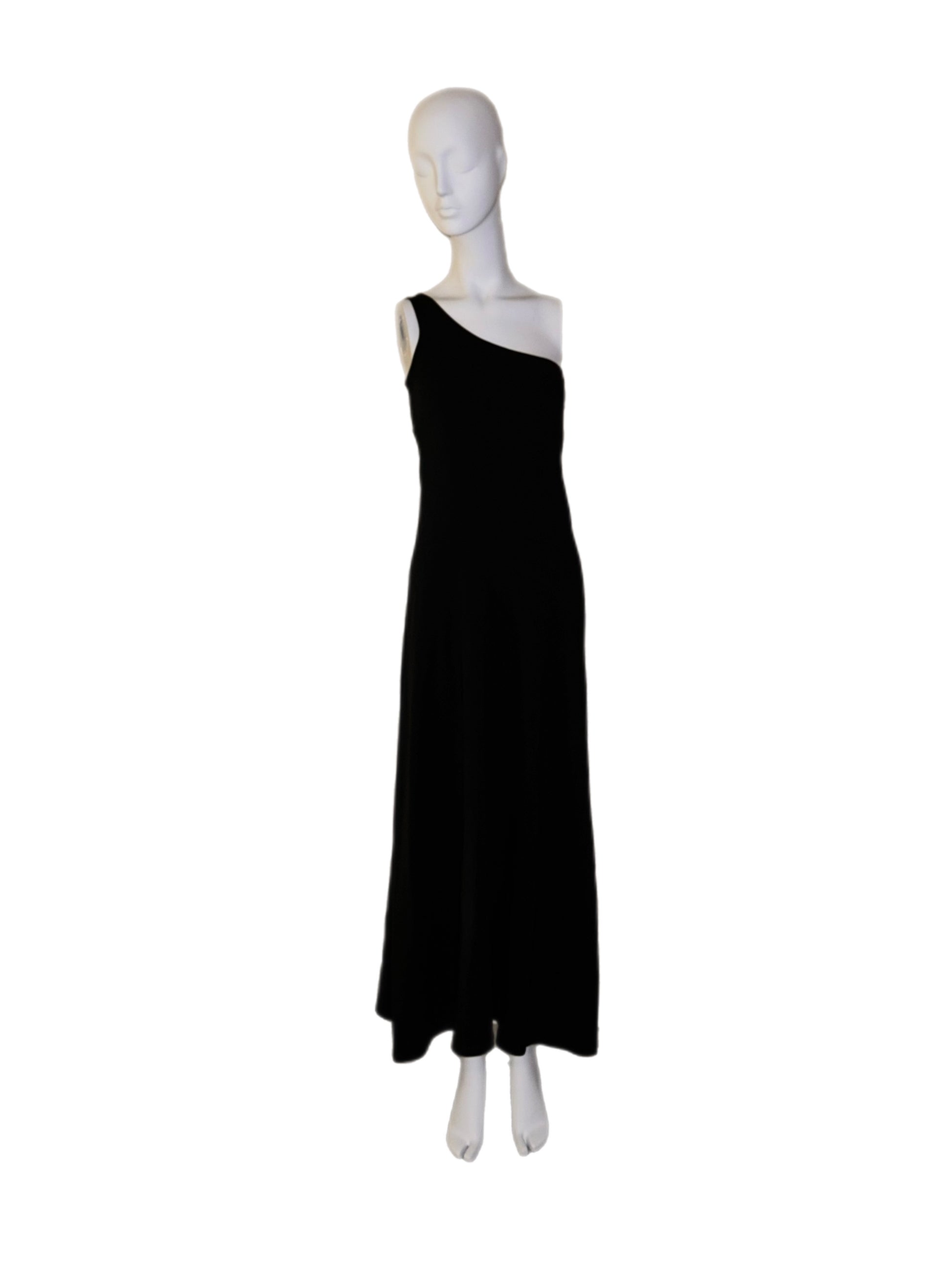 CALVIN KLEIN COLLECTION Vintage Black Silk One Shoulder Long Dress Jellybean Vintage CALVIN KLEIN COLLECTION Vintage Black Silk One Shoulder Long Dress Jellybean Vintage