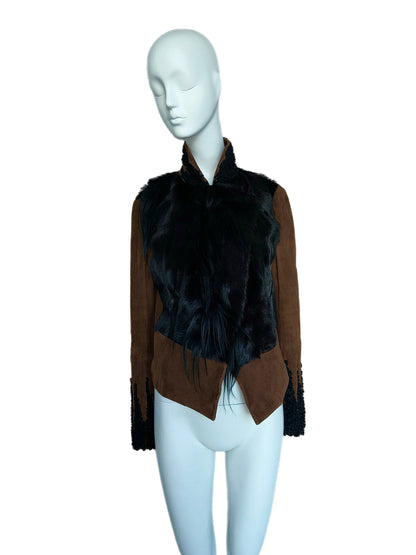 DONNA KARAN 2014 runway fur shearling coat jacket 