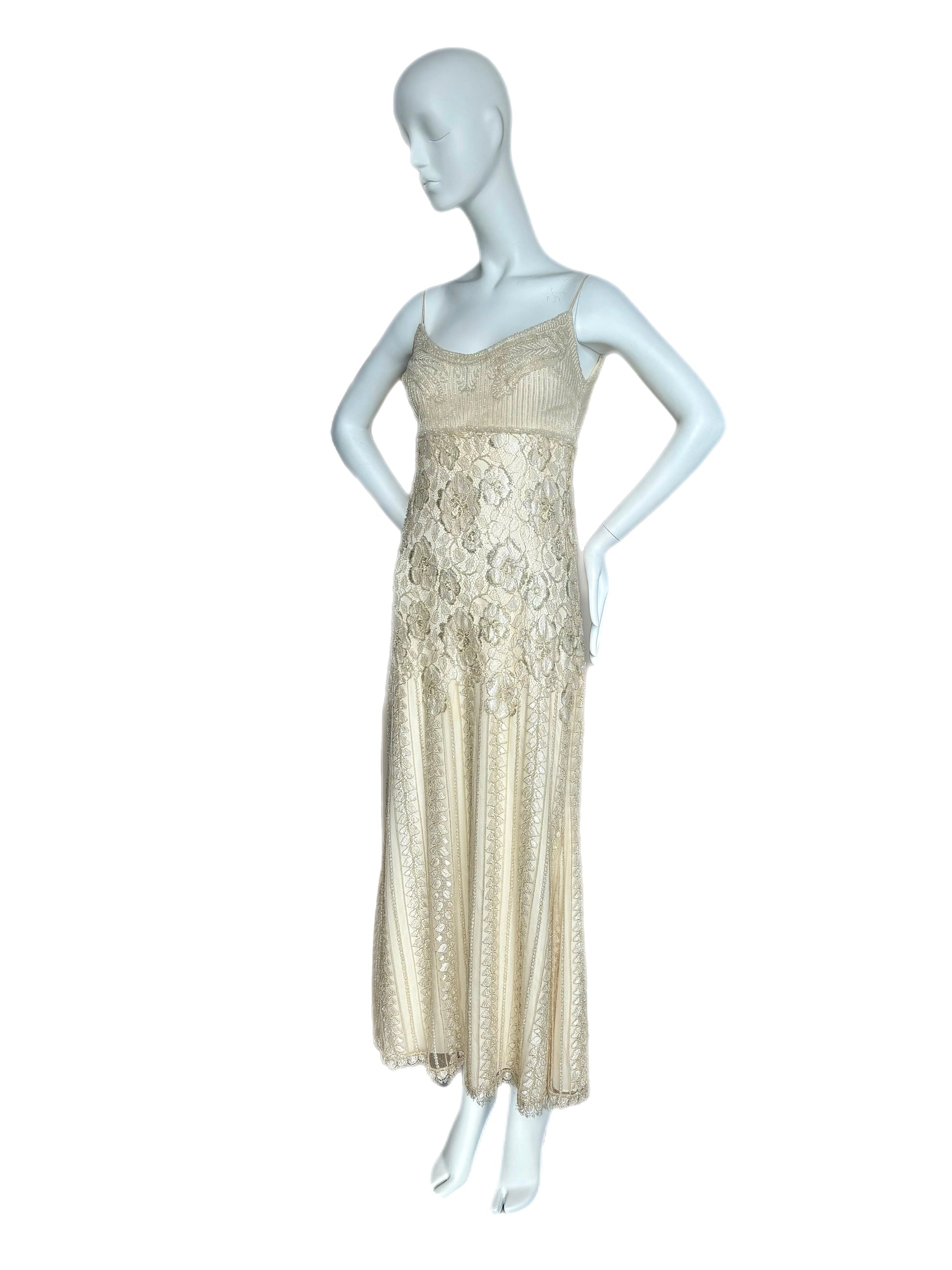 badgley mischka vintage heavy beaded evening gown maxi dress