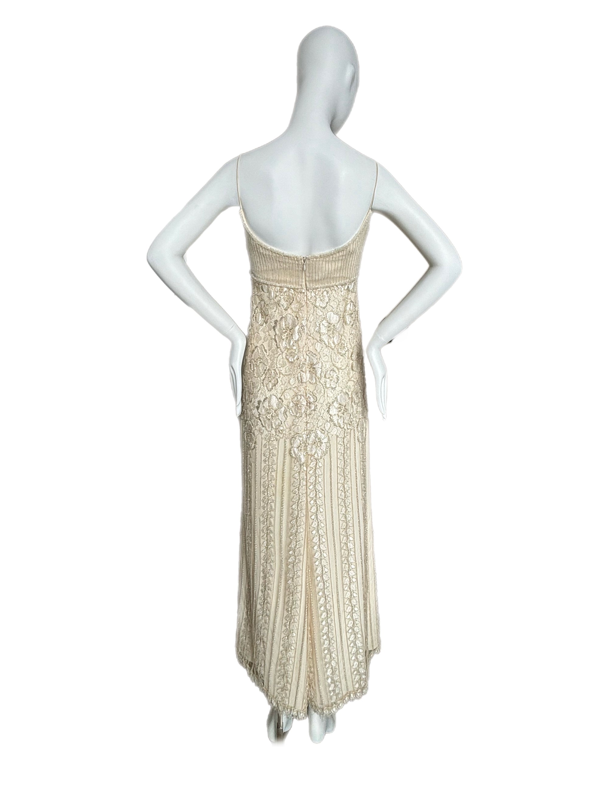 badgley mischka vintage heavy beaded evening gown maxi dress