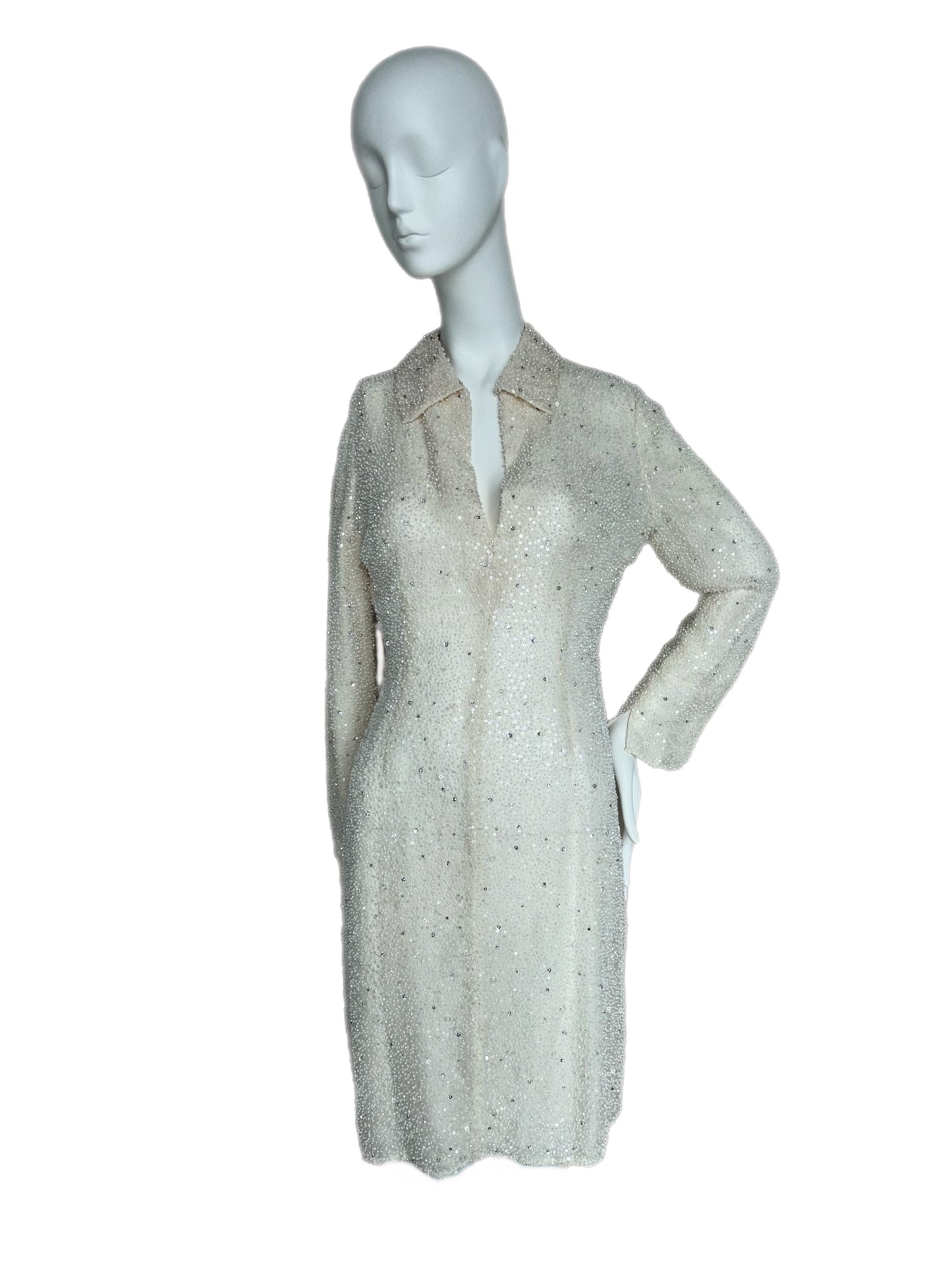 vintage 2000 badgley mischka runway beaded dress