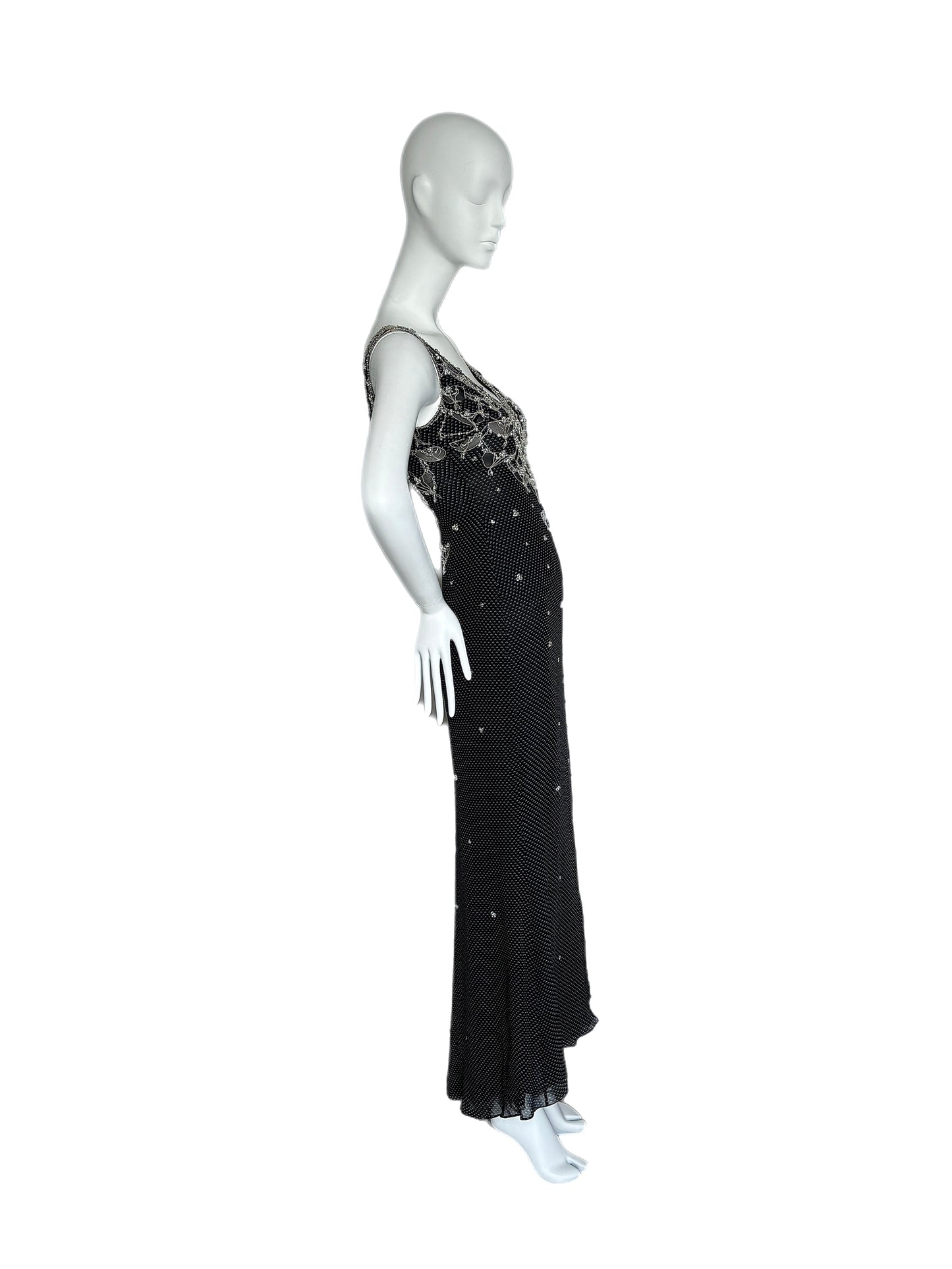 badgley mischka 2002 vintage runway embellished evening gown maxi dress