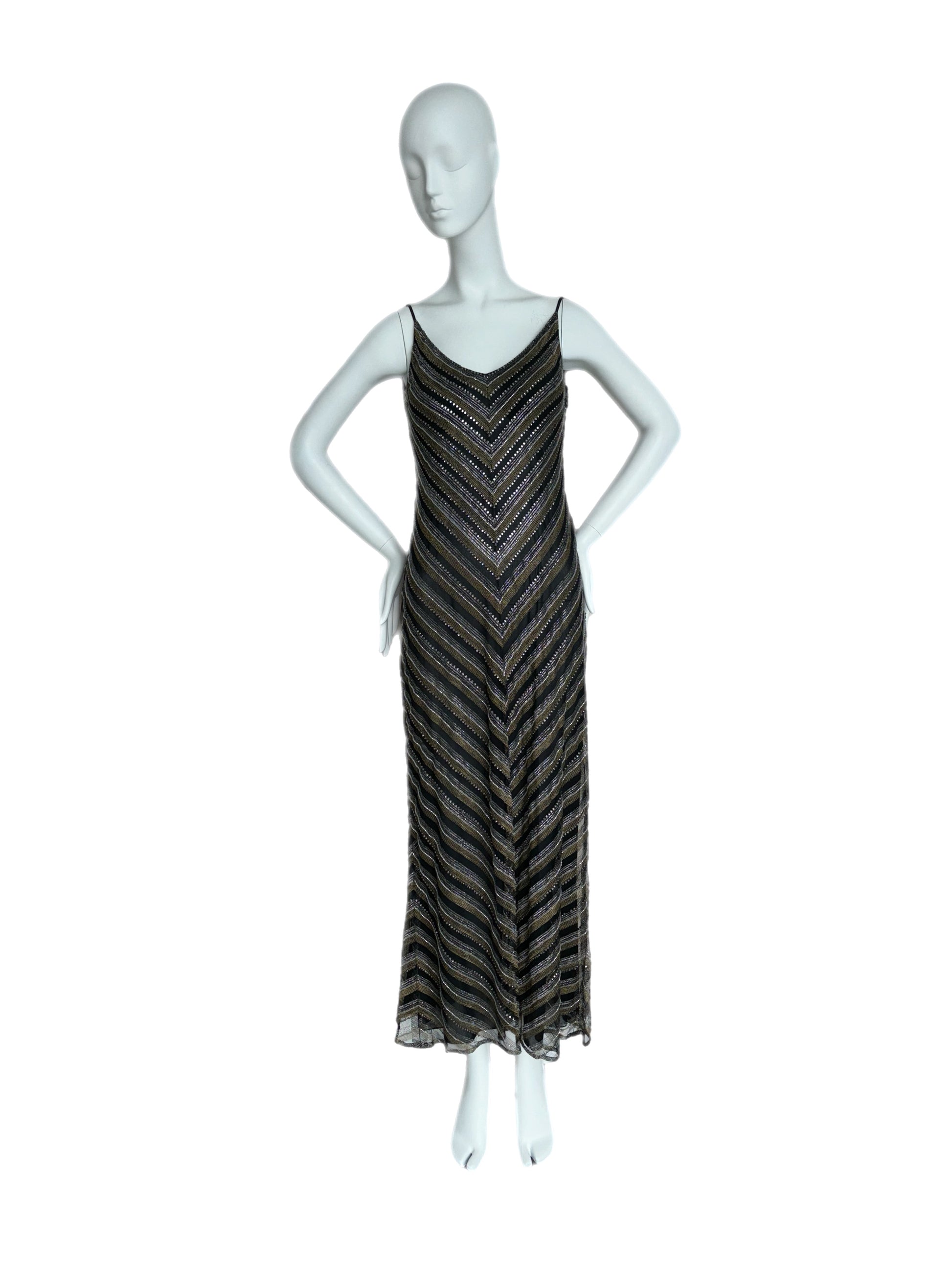 1995 vintage runway BADGLEY MISCHKA embellished evening gown maxi dress
