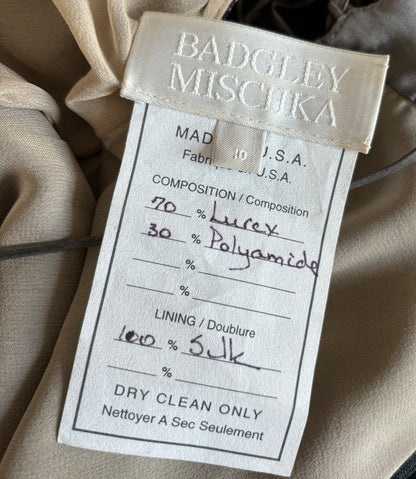 BADGLEY MISCHKA Vintage Beaded Coset Open Back Gown