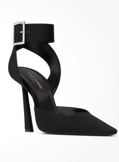 SAINT LAURENT Crystal Ankle Straps Pumps