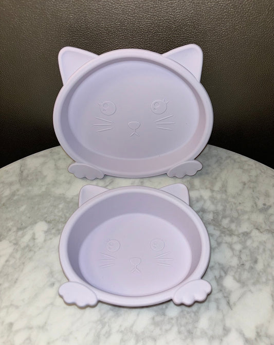 Lilac Kitty Food Dish Set