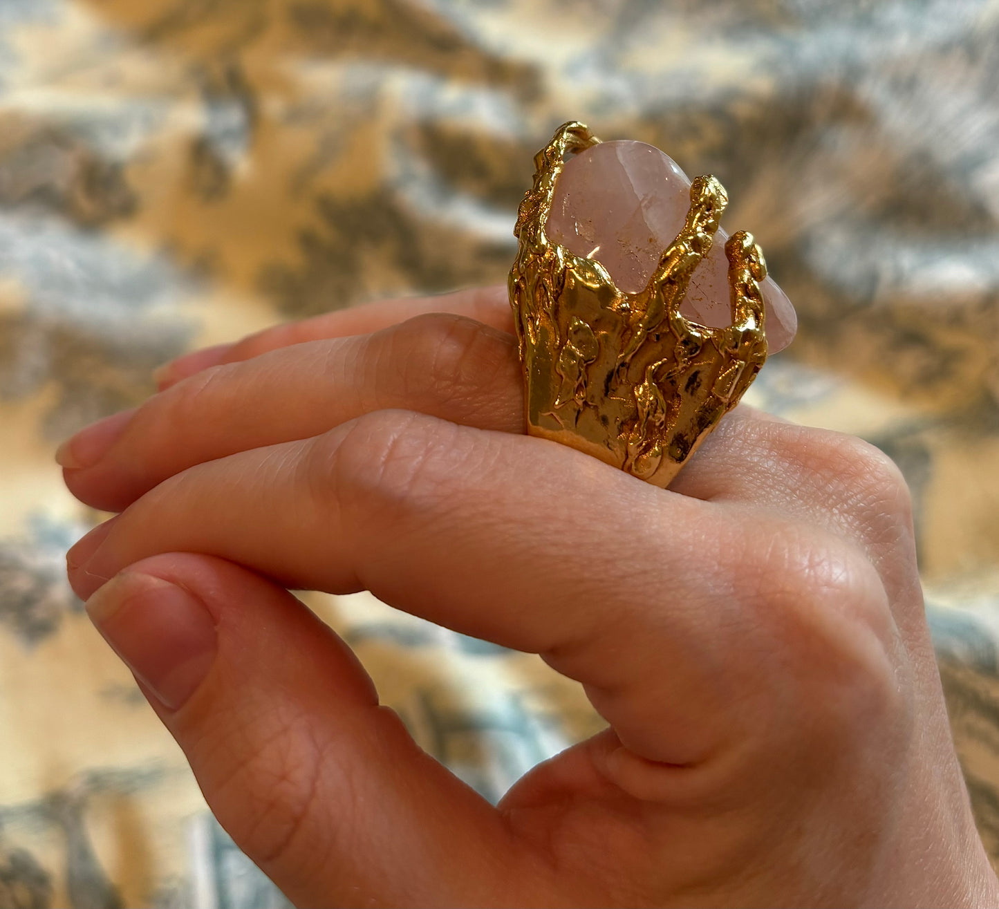 gold huge YVES SAINT LAURENT YSL 2010 Vintage Cocktail Ring