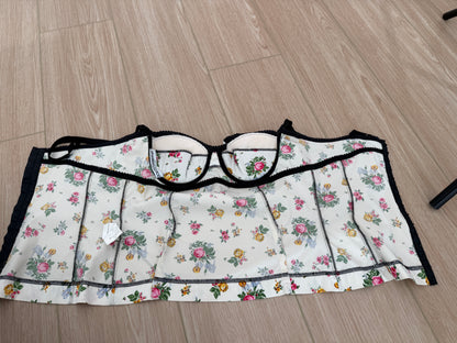 Dolce & Gabbana 90's Vintage Ivory Silk Floral Bustier Top