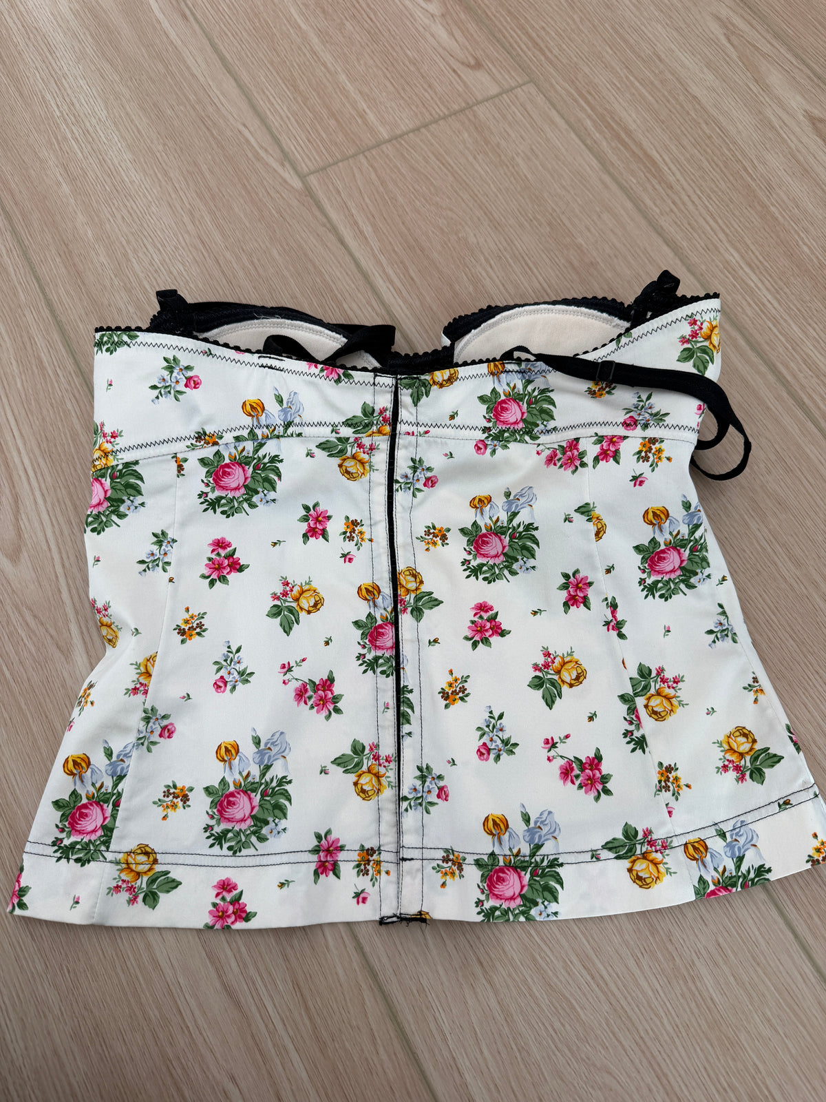 Dolce & Gabbana 90's Vintage Ivory Silk Floral Bustier Top