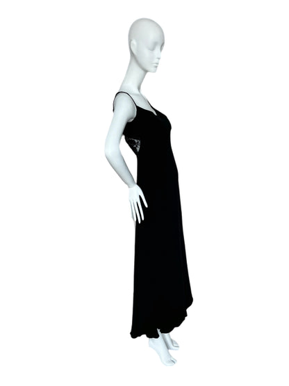 black VALENTINO 2004 Vintage Silk Beaded Evening Gown