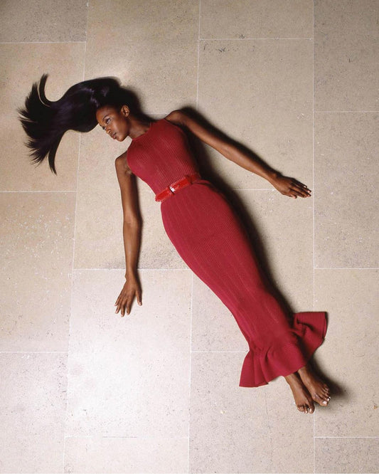 AZZEDINE ALAIA 1996 Vintage Iconic Extra Long Pointelle Knit Mermaid Gown