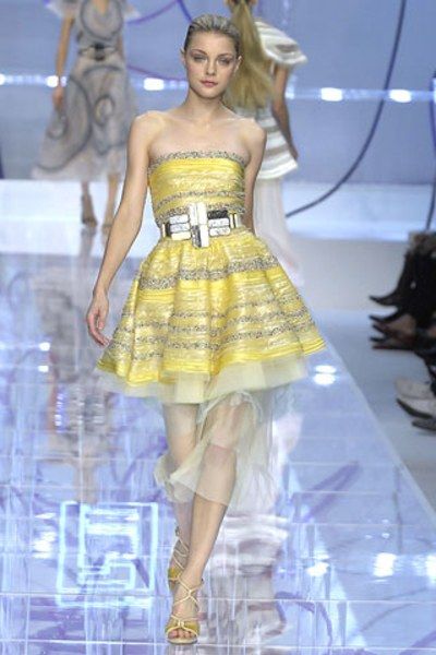 FENDI 2008 Vintage Runway Yellow Mini Strapless Dress