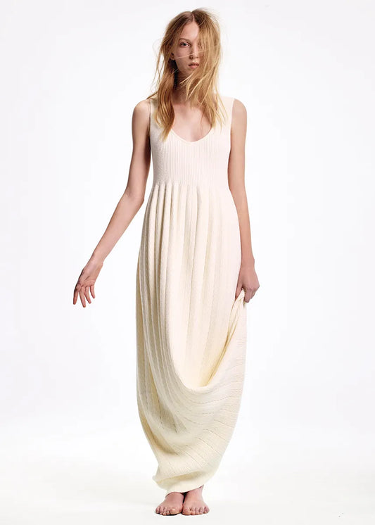 CALVIN KLEIN COLLECTION 2015 Light Yellow Super Soft Maxi Dress