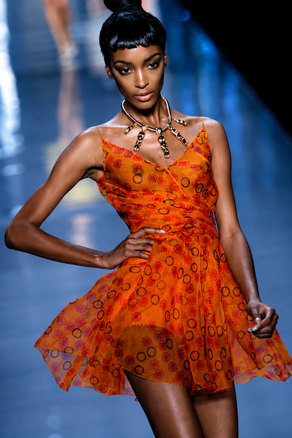 DIOR by JOHN GALLIANO 2009 Vintage Runway Silk Orange Mini Dress