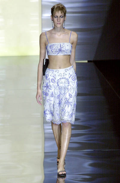 EMPORIO ARMANI 2001 Vintage Runway Silk Embellished Bandeau Top