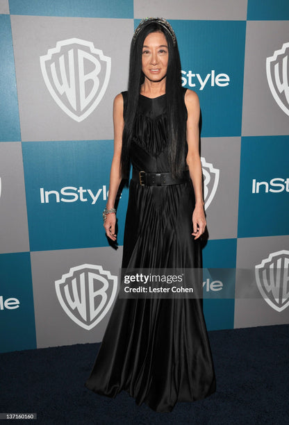 VERA WANG c. 2012 Liquid Silk Ruched Black Backless Evening Gown