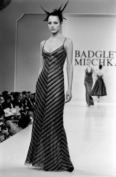 BADGLEY MISCHKA 1995 Vintage Runway Embellished Gown