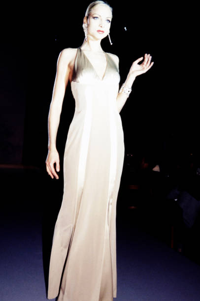 BOB MACKIE 1997 Vintage Runway Beige Evening Gown