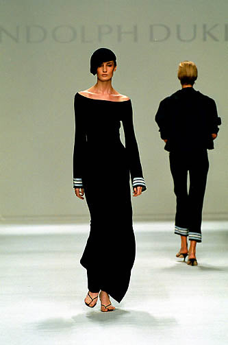 RANDOLPH DUKE 2000 Vintage Runway Cashmere Off The Shoulder Dress