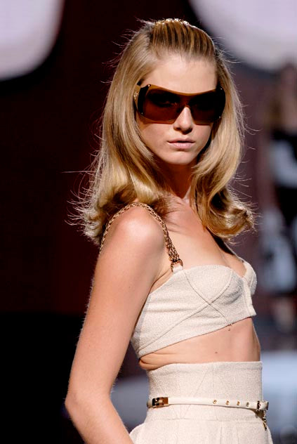 Versace 2007 Vintage Silk Beige Bustier Dress w. Gold Chain Hardware