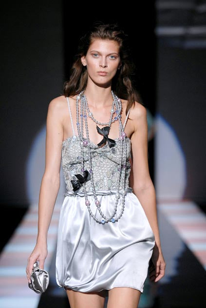 EMPORIO ARMANI 2008 Vintage Runway Silk Embellished Dress