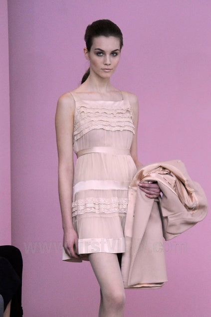 PHILOSOPHY DI ALBERTA FERRETTI 2011 Vintage Silk Peach Ruffle Slip Gown