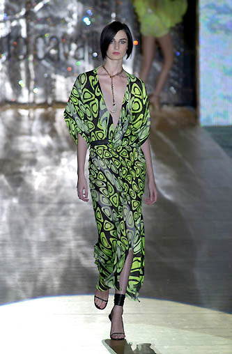 ROBERTO CAVALLI 2001 Vintage Runway Silk Psychedelic Maxi Gown