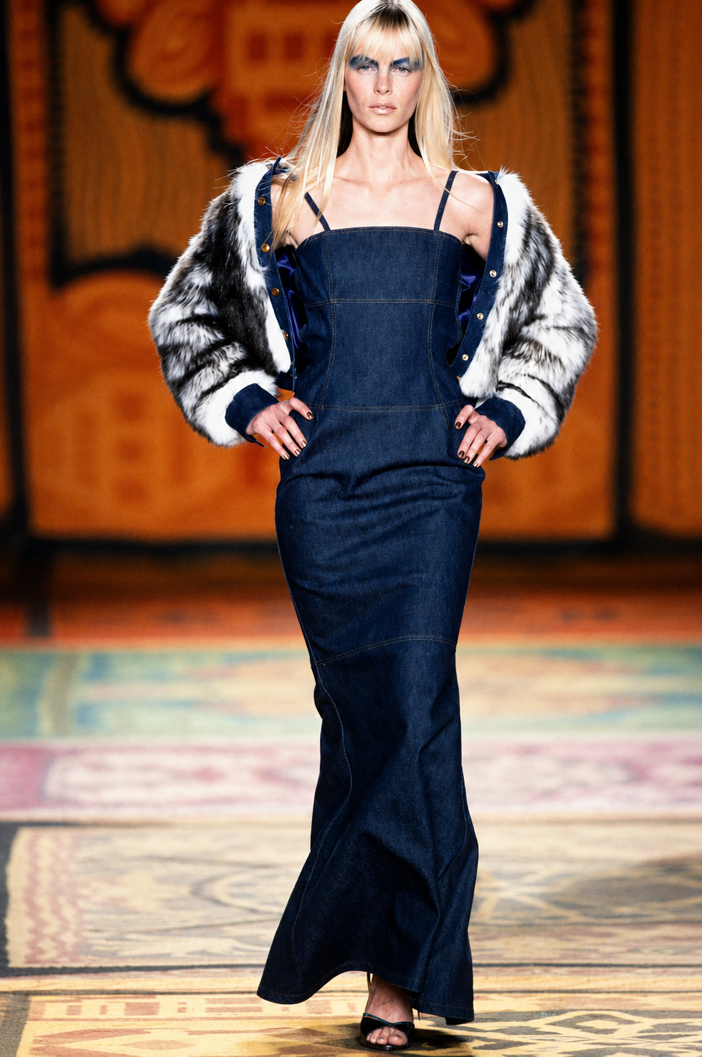 TODD OLDHAM 1997 Vintage Runway Denim Backless Gown