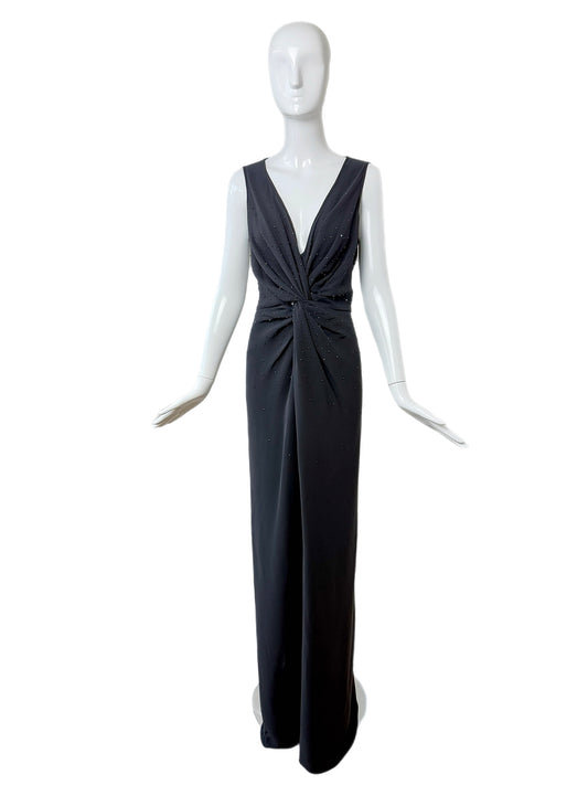 vintage black crystal armani evening gown maxi dress jellybean vintage