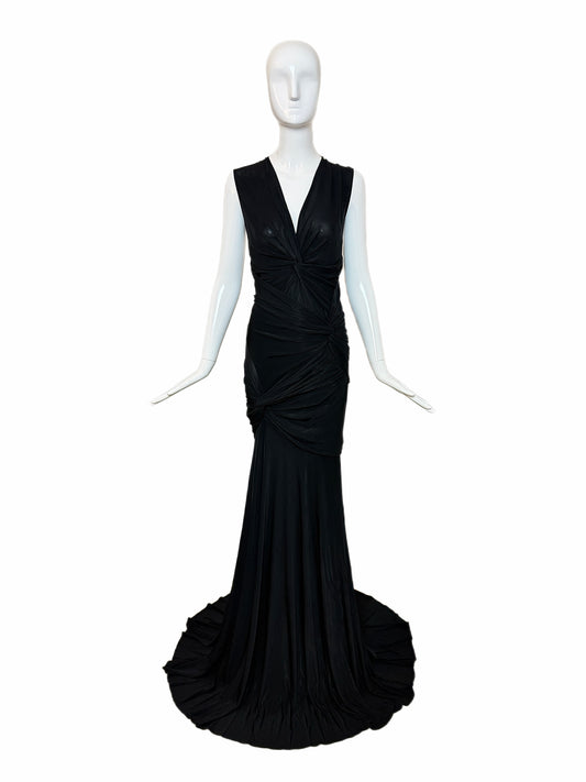 vintage runway black donna karan evening gown with train jellybean vintage